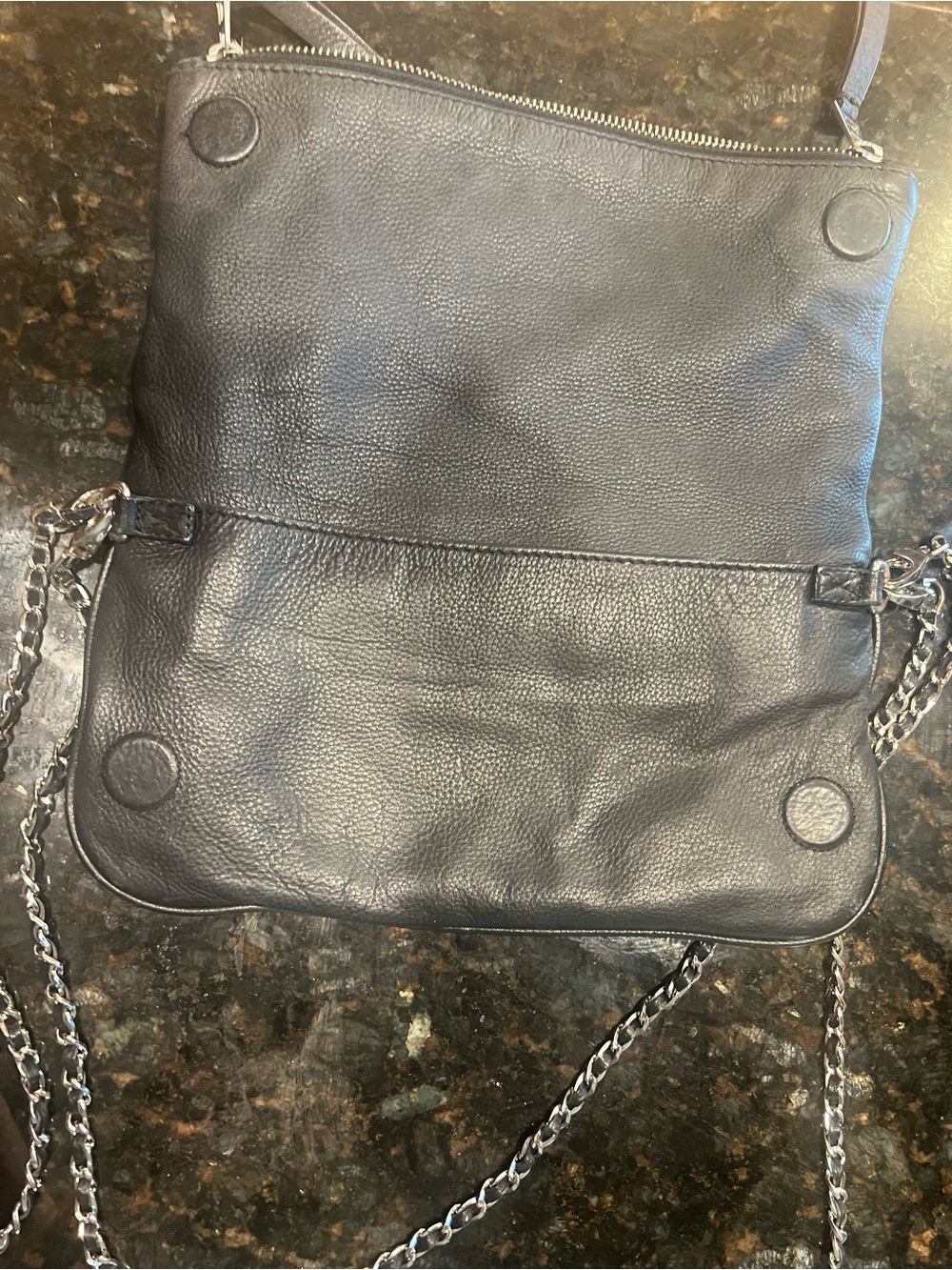 Zadig & Voltaire Black Leather Chain Crossbody with Silver Wing Emblem - Picture 9 of 15